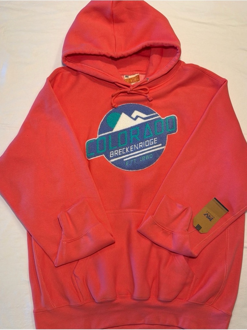 MV Sport Coral Pullover Hoodie with Colorado Breckenridge Patch